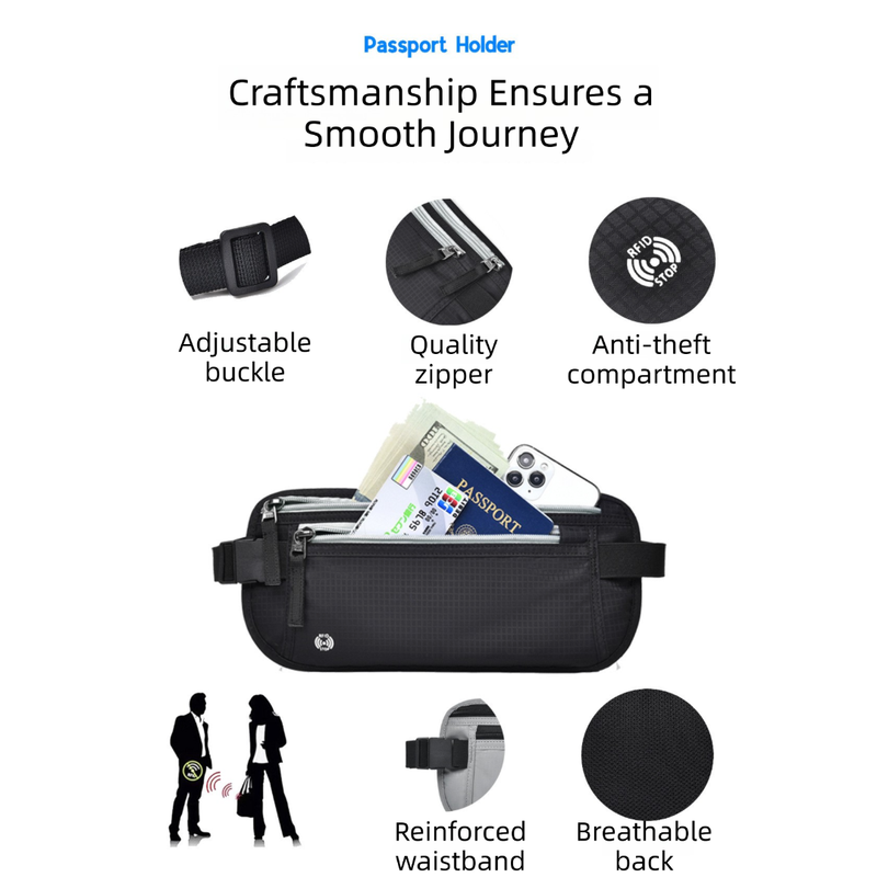 Rose Red RFID Blocking Slim Anti-Theft Fanny Pack for Outdoor Travel - Hidden Money Belt for Passport, Documents & Cash