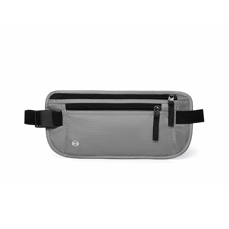 Light Grey RFID Blocking Slim Anti-Theft Fanny Pack for Outdoor Travel - Hidden Money Belt for Passport, Documents & Cash