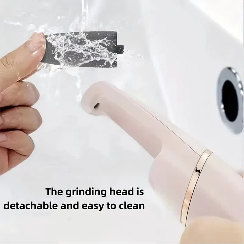 White Wireless Electric Foot Grinder With Two Heads - Automatic Pedicure Tool for Removing Callus and Dead Skin, Portable Small Handheld Design & USB Rechargeable