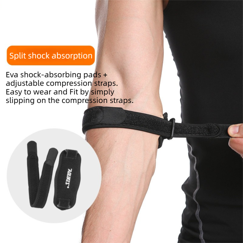 Two-Pair Black Adjustable Compression Elbow Brace with Thick Sponge Padding - Sports Support for Various Sports and Everyday Work