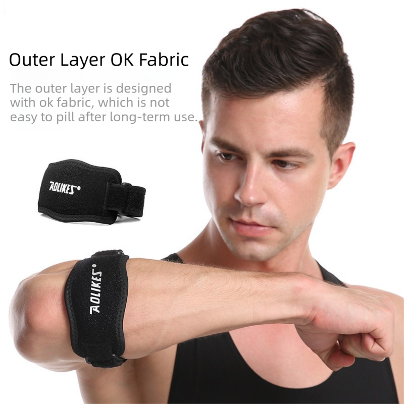 One-Pair Black Adjustable Compression Elbow Brace with Thick Sponge Padding - Sports Support for Various Sports and Everyday Work