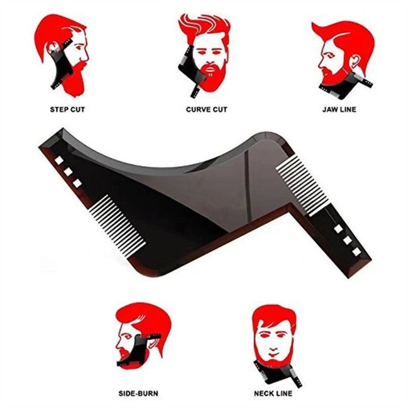 4-Pack Dual-Sided Beard Shaping Tool - Template Comb Set for Cheek, Neckline, and Jawline Grooming