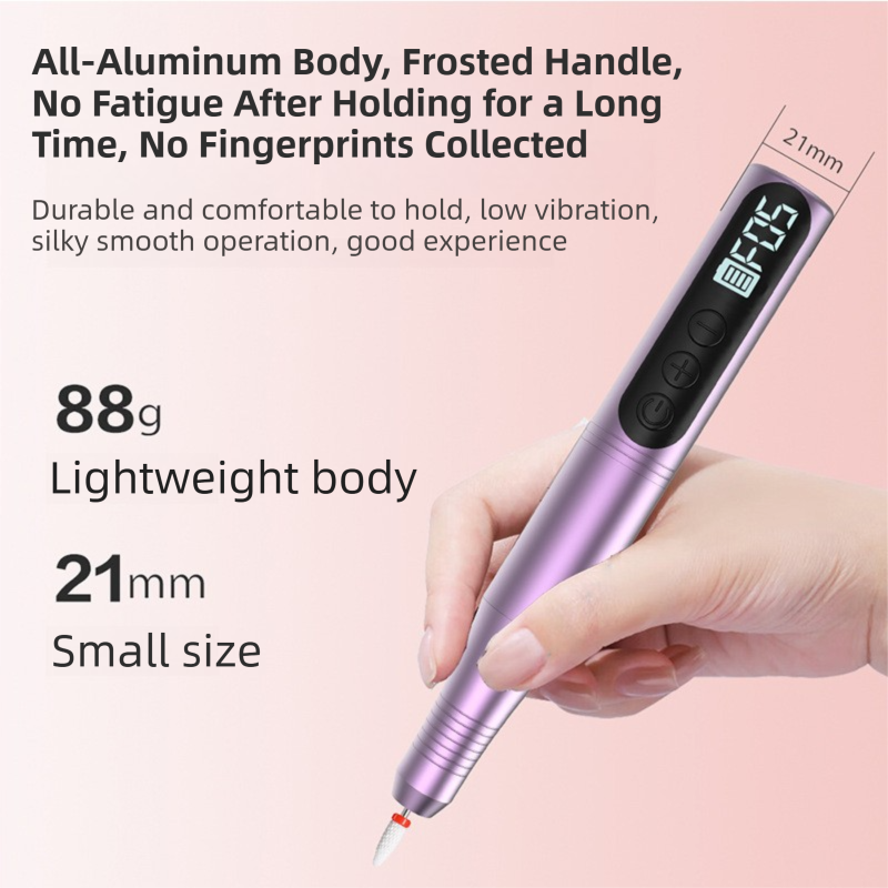 Golden Portable Wireless Professional Electric Nail Drill Machine Includeing 6 Nail Drill Bits- High-Speed 20000 RPM, Adjustable 4-Speeds with LCD Display