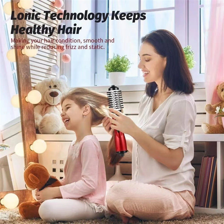 2-in-1 Red Automatic Rotating Hot Air Styler(38/50mm Curling Barrel) - Multifunctional Hair Dryer Brush, Straightener & Curler with 3 Heat Settings and 360° Bi-directional Rotation