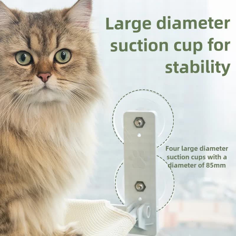 Foldable Window Faux Rabbit Fur Cat Perch(52 x 30 cm) - Warm Soft Plush Hammock with Strong 85mm Dual Suction Cups for Indoor Pets