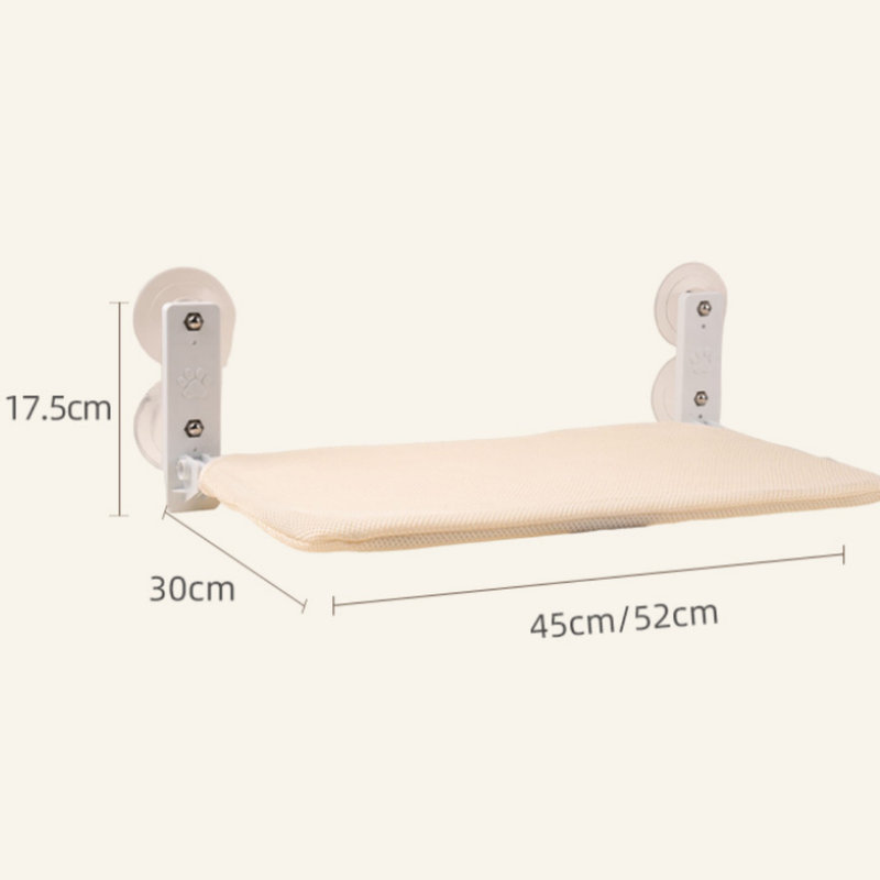 Foldable Window Faux Rabbit Fur Cat Perch(52 x 30 cm) - Warm Soft Plush Hammock with Strong 85mm Dual Suction Cups for Indoor Pets