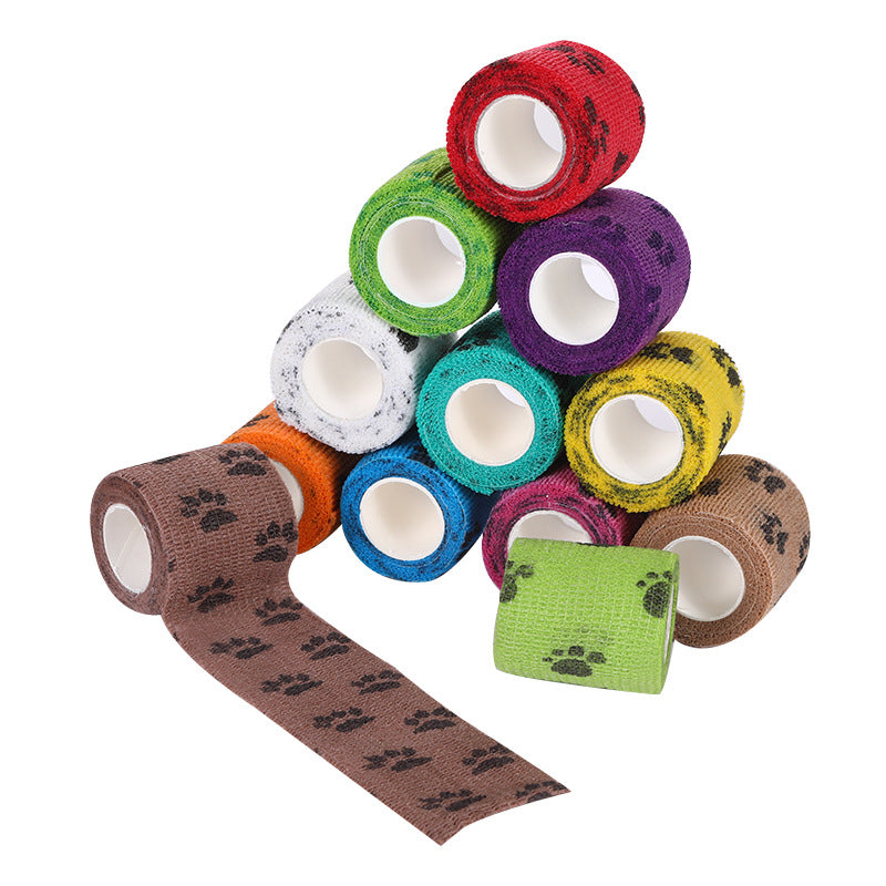 Pet Medical Therapy Self Adhesive Bandage Set(12 Volumes：7.5CM*4.5M) - Elastic Cute First Aid for Dogs and Cats & Humans, 12 Paw Colors