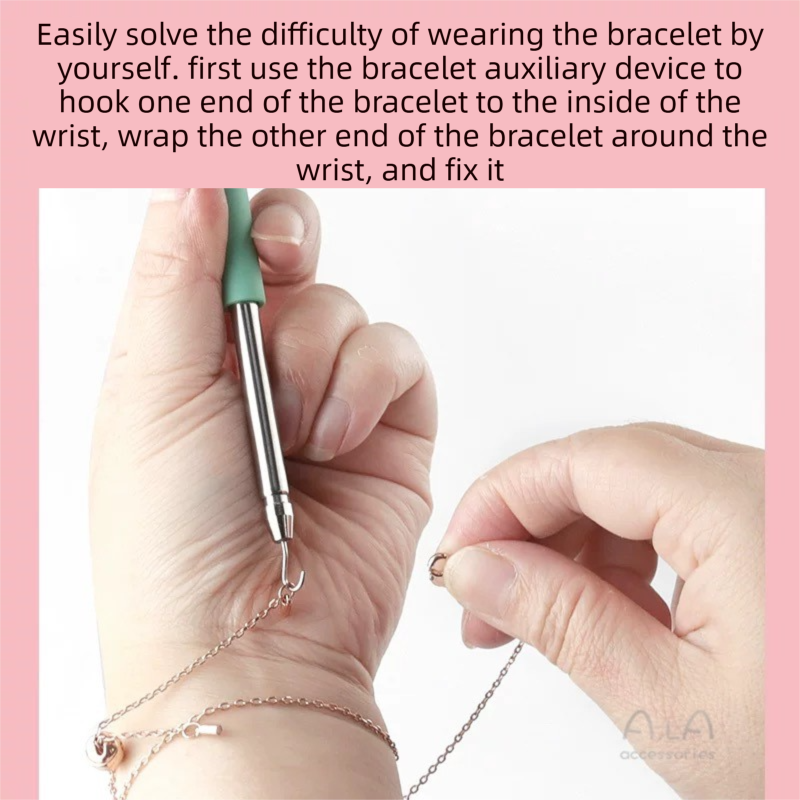 2-Pack Blue Jewelry Fastener Helper Tool - Quick Bracelet & Fine Chain Wearer Aid With Telescopic Titanium Steel Hook