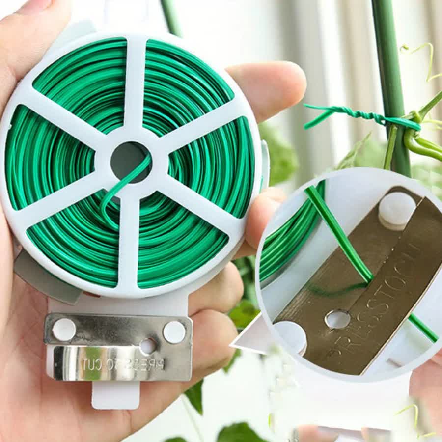 4-Rolls 100M Multifunctional Plastic Steel Twist Tie with Cutter - Sturdy Reusable Plant Support & Climbing Vine Tie