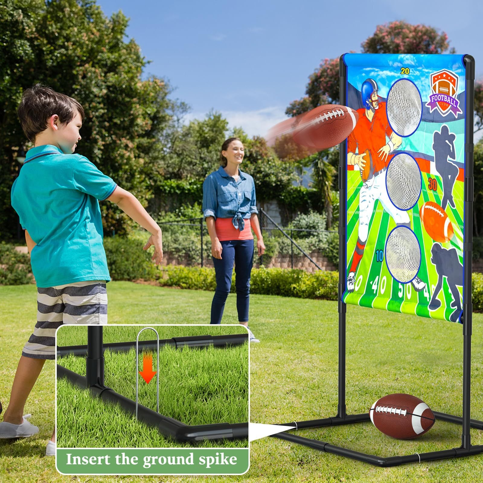 Outdoor/Indoor Portable Rugby Toss Game Set - Football Target Frame &  Rugby Toss Activity Toy, Durable & Easy Assembly Sports Equipment