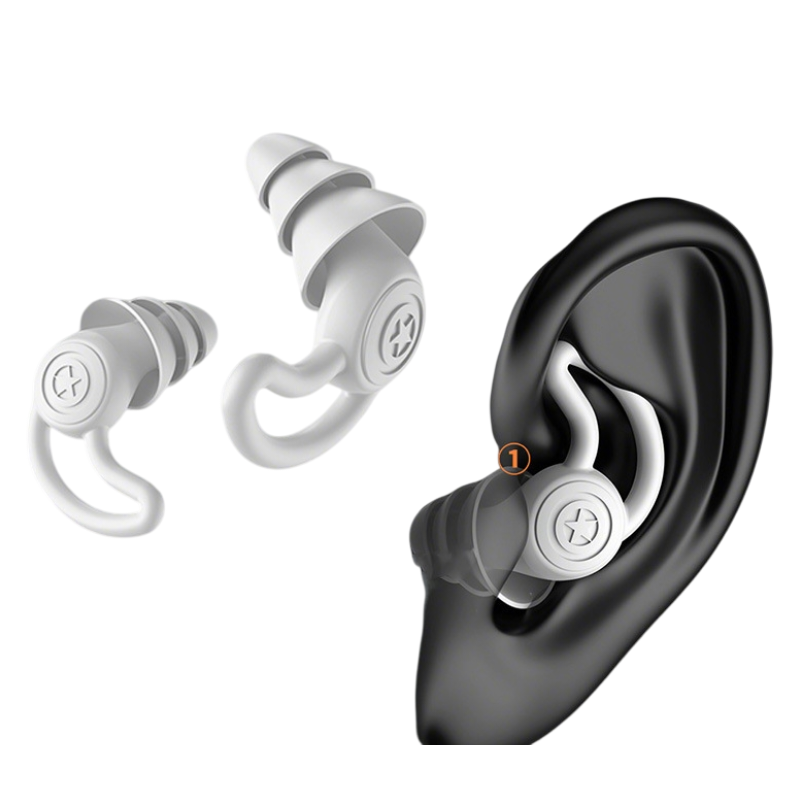 2-Pairs White Noise Reduction Silicone Ear Plugs for Swimming, Sleep, and Study - Waterproof Reusable Sound Blocking Earplugs