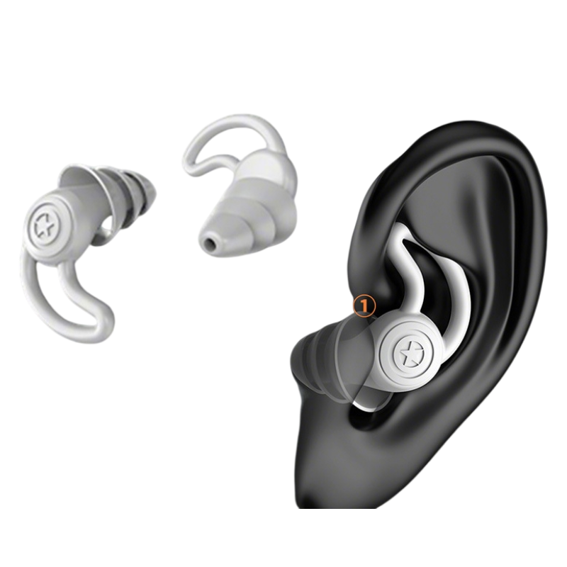2-Pairs Grey Noise Reduction Silicone Ear Plugs for Swimming, Sleep, and Study - Waterproof Reusable Sound Blocking Earplugs