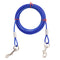 Blue Heavy-Duty Steel Wire Dual-Head Dog Tie-Out Cable Leash(6mm x 5m - 16ft) - with Dual Swivel Hooks for Tethers and Double Dog Walking