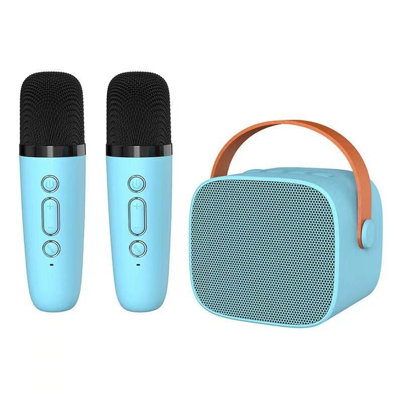 2-Set Pink & Blue Wireless Dual-Microphone Karaoke Speaker - Portable Handheld K1 Bluetooth All-in-One KTV Singing Machine