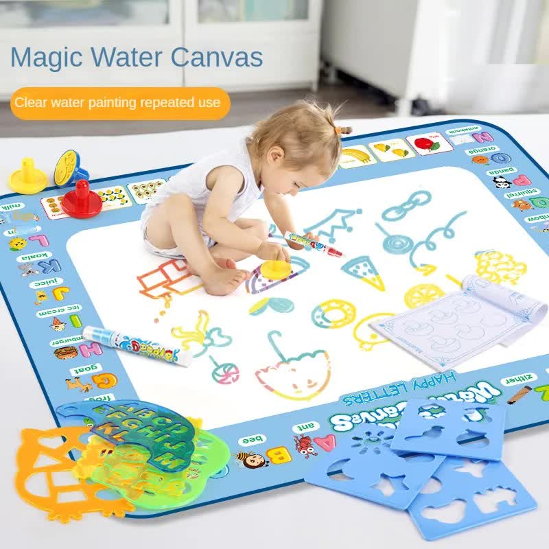 80x60CM Ocean World Water Doodle Mat - Educational Aqua Drawing Blanket, Marine Life Style Deluxe 10-Piece Set