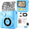 Blue ABS-681 Portable Kids Mini Digital Polaroid with 32GB Card,  3 Rolls Printing Paper & 6 Color Pens - Instant Print Thermal Photo Printer for DIY Fun