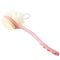 2-Pack Pink 2-in-1 Soft Bristle Long Handle Bath Brush & Shower Pouf Combo - Double-Sided Back Scrubber for Adults & Kids
