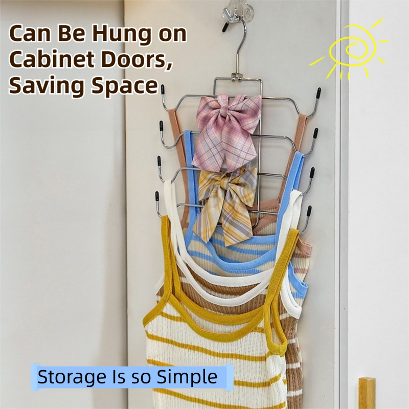 Foldable Vertical Layered Bra and Lingerie Organiser Hanger(8 Tier: 50.5X30.5cm) - Stainless Steel Space Saver for Underwear, Bras, and Tank Tops