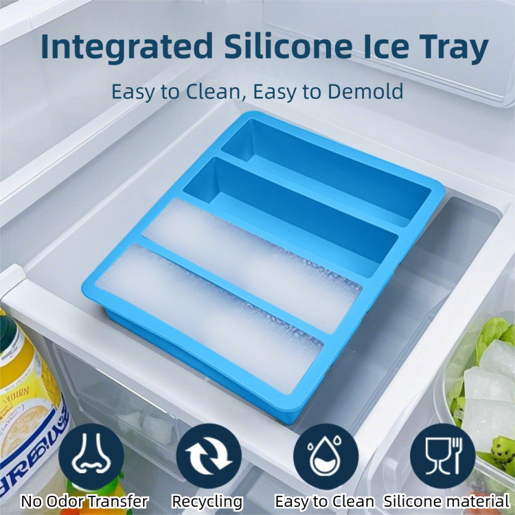 2-Packs Green Flexible 4-Grid Silicone Long Ice Cube Tray with Lid - Easy Release Reusable Mold for Narrow Bottles & Cocktails