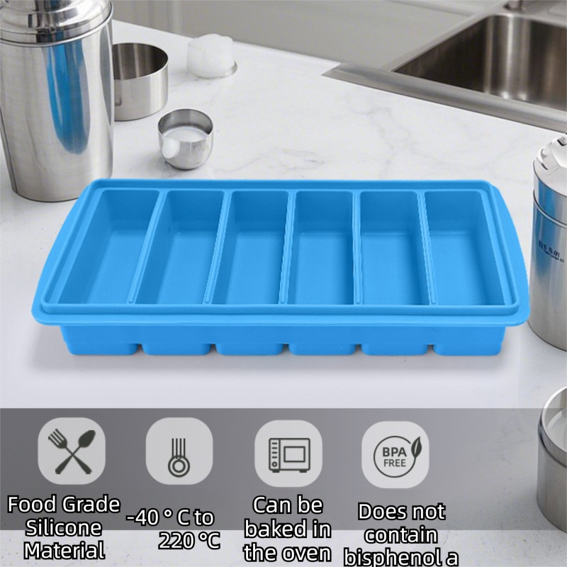 2-Packs Pink 6-Grid Extra Long Silicone Ice Cube Tray - Easy Release Reusable Food Grade Mold for Whiskey, Cocktails & Commercial Use