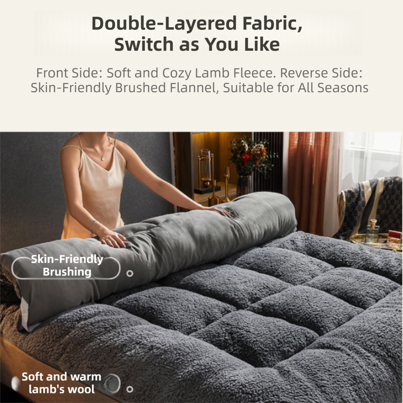 Superior Insulation Grey Dual-Sided Pet Sleeping Mat(45X90CM) for Dogs & Cats - 3D Thickened Support & Durable Wavy Quilting, Reversible Lamb Velvet & Brushed Cotton Bed