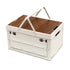 White Collapsible Medium Side-Open Handle Storage Box with Wooden Table Top(42x28x23CM) - Car Trunk Organiser for Australian Camping & Home Use
