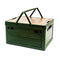 Green Collapsible Medium Side-Open Handle Storage Box with Wooden Table Top(42x28x23CM) - Car Trunk Organiser for Australian Camping & Home Use