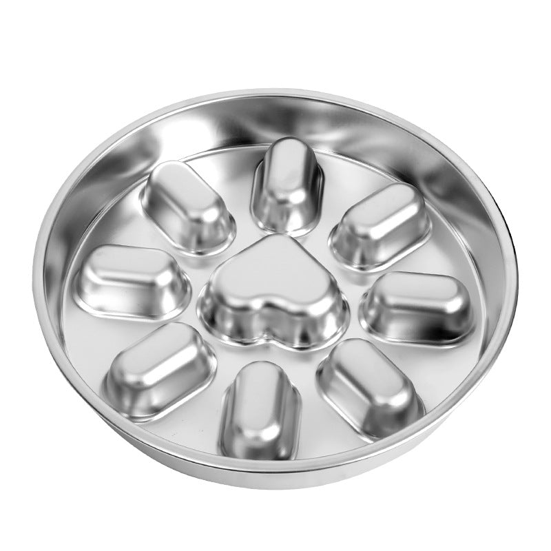 2-Pack Reversible Heavy-Duty 304 Stainless Steel Slow Feeder Bowl(23x23x3.5CM) - Anti-Slip/Tip Pet Dish for Dogs & Cats to Prevent Bloating and Choking