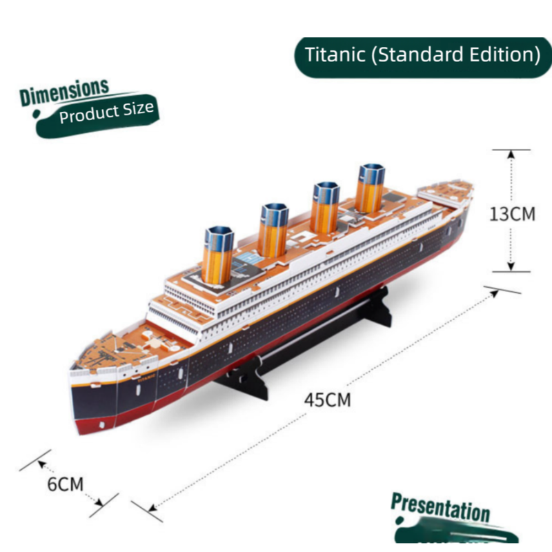 Standard Edition (35Pieces) 3D Titanic Ship Model Puzzle Kit - DIY Nautical Series Toy for Kids & Adults, Educational Building Blocks
Number of pieces