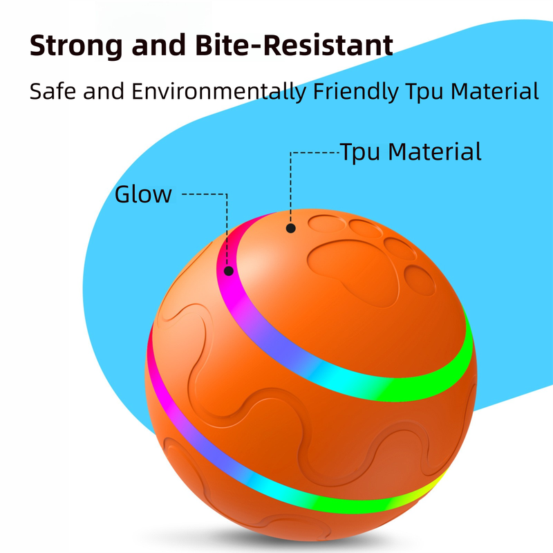 Orange Durable TPU Smart Interactive Electric Pet Toy Ball - Automatic Bouncing Dog & Cat Chew Toy, Shaking Smart Activated
