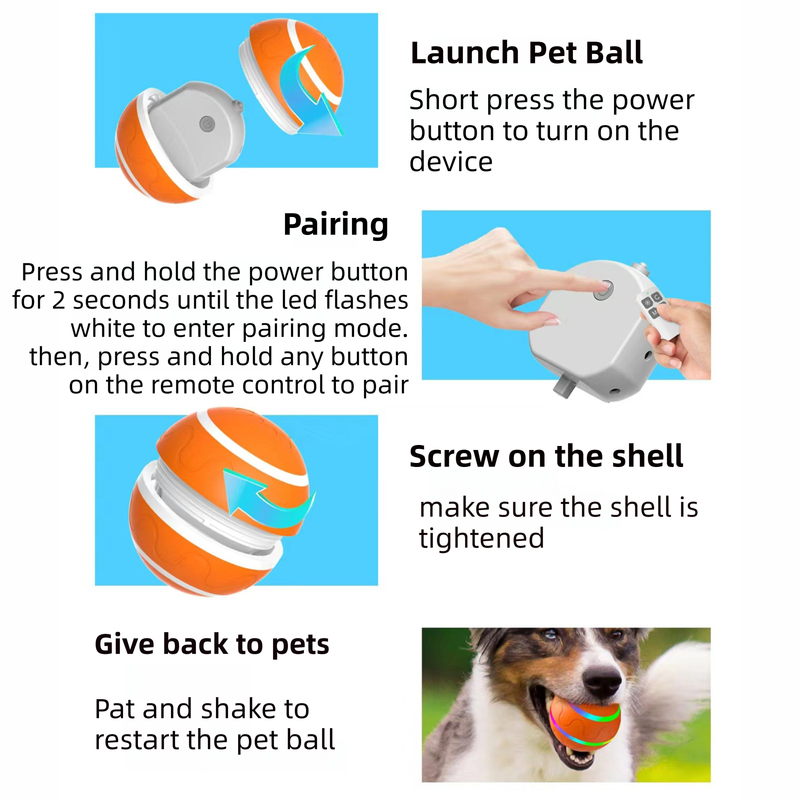 Orange Durable TPU Smart Interactive Electric Pet Toy Ball - Automatic Bouncing Dog & Cat Chew Toy, Shaking Smart Activated