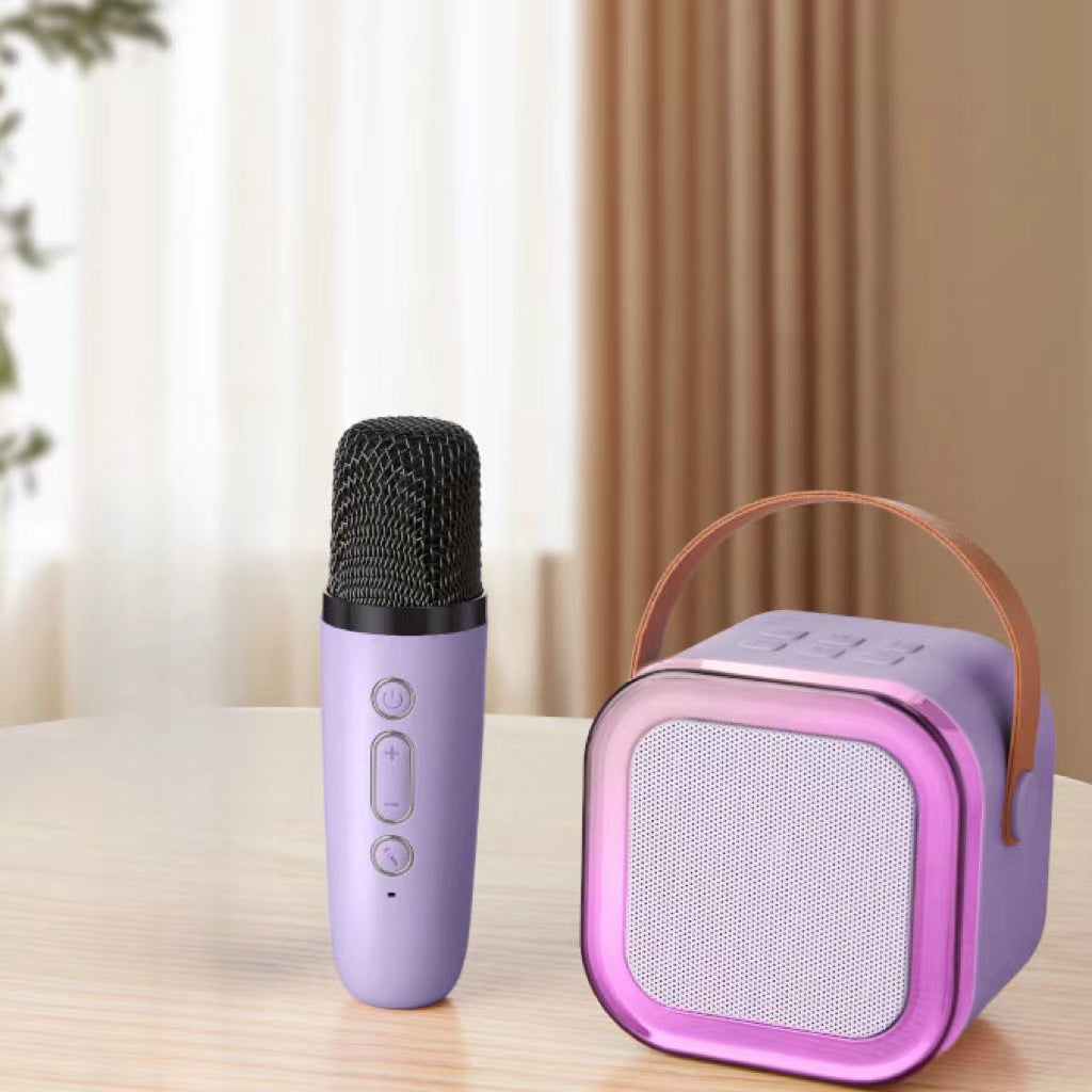 Purple single wheat Portable Mini Karaoke Machine with Wireless Microphone - Bluetooth Speaker for Kids & Adults