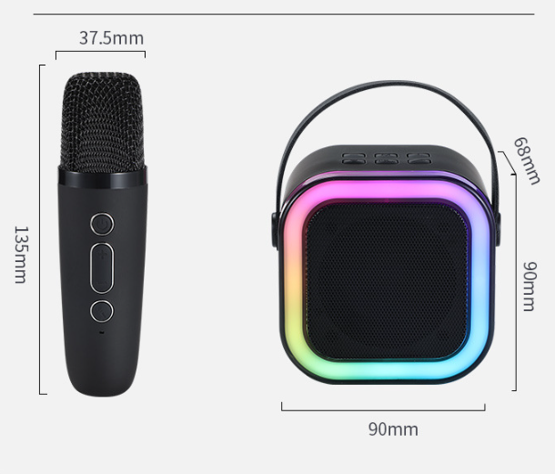 Pink double wheat Portable Mini Karaoke Machine with Wireless Microphone - Bluetooth Speaker for Kids & Adults