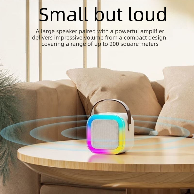 Black double wheat Portable Mini Karaoke Machine with Wireless Microphone - Bluetooth Speaker for Kids & Adults