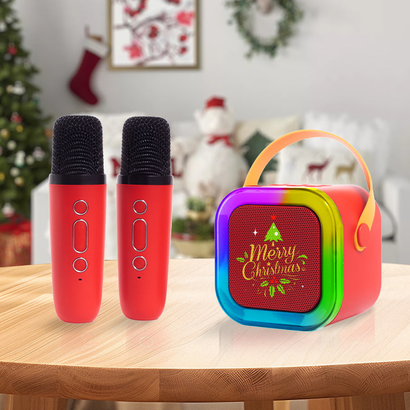 Red double wheat Portable Mini Karaoke Machine with Wireless Microphone - Bluetooth Speaker for Kids & Adults