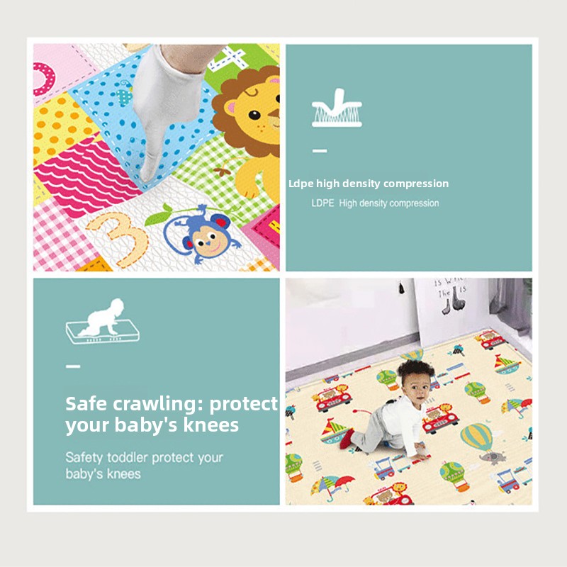 White Large Foldable Baby Play Mat - Thick, Waterproof & Reversible XPE Foam Mat for Tummy Time & Crawling