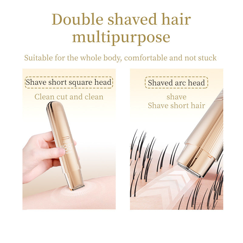 Gold Painless Electric Shaver for Women - USB Rechargeable Bikini Trimmer & Body Hair Remover, Wet & Dry Use