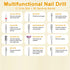 White Cordless Electric Nail Drill Kit - Portable Manicure Pedicure Polisher with 12 Bits