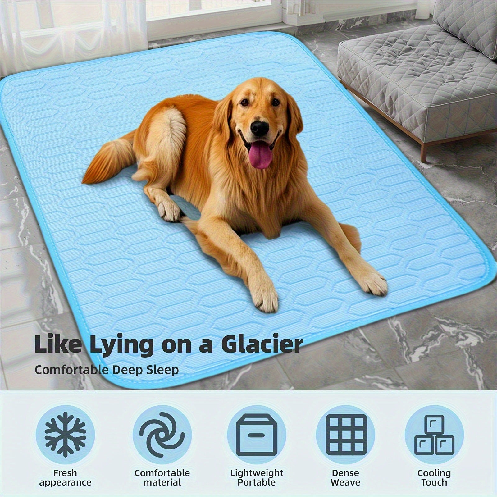 Grey Pet Summer Ice Silk Cooling Mat - Breathable Latex Sleep Pad for Dogs & Cats (150*100cm)