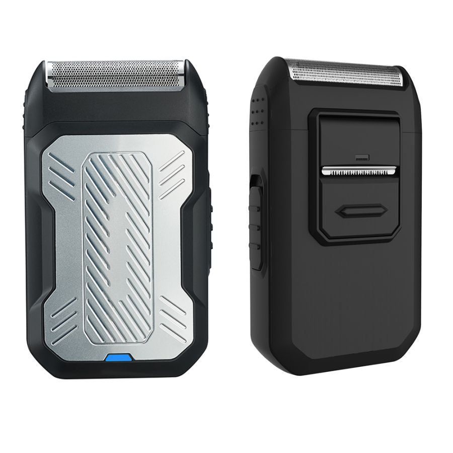 Black and Grey Rechargeable Electric Shaver for Men - Wet/Dry Reciprocating Razor with Pop-up Trimmer & Type-C Fast Charge