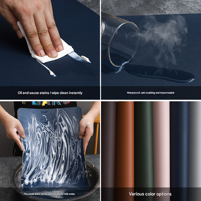 2-PCS Military green and light grey PVC Double-Sided Lychee Texture Table Mat - Waterproof, Heat-Resistant & Easy to Clean for Home and Hotel Use