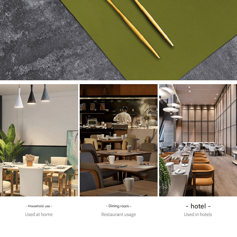 2-PCS Blue and grey PVC Double-Sided Lychee Texture Table Mat - Waterproof, Heat-Resistant & Easy to Clean for Home and Hotel Use