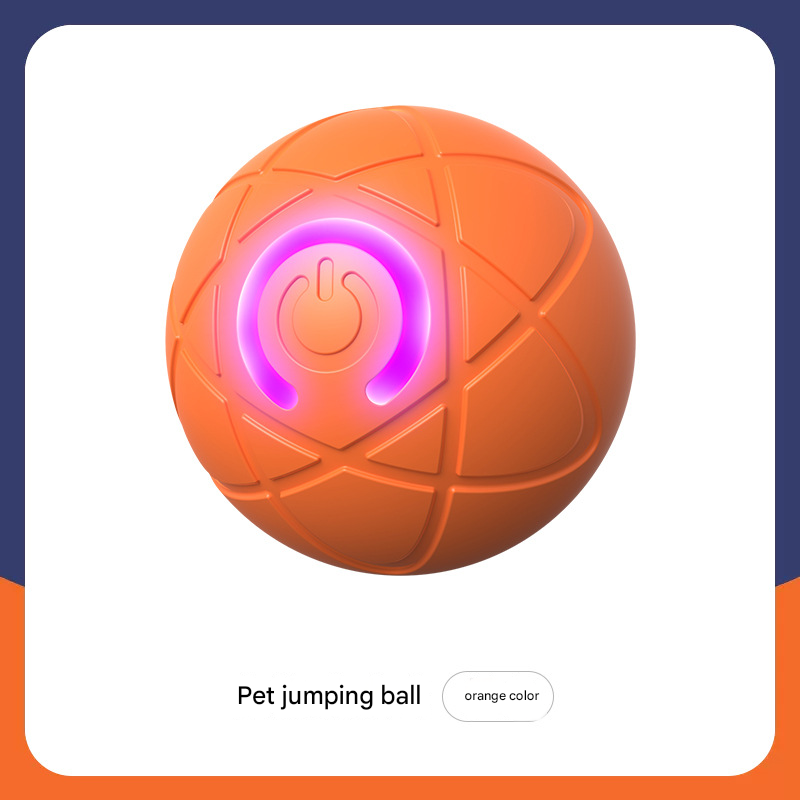 2-PCS Orange Intelligent Gravity Jump Ball - Dynamic Bite-Resistant Pet Toy for Cats & Small to Medium Breeds - USB-C Rechargeable