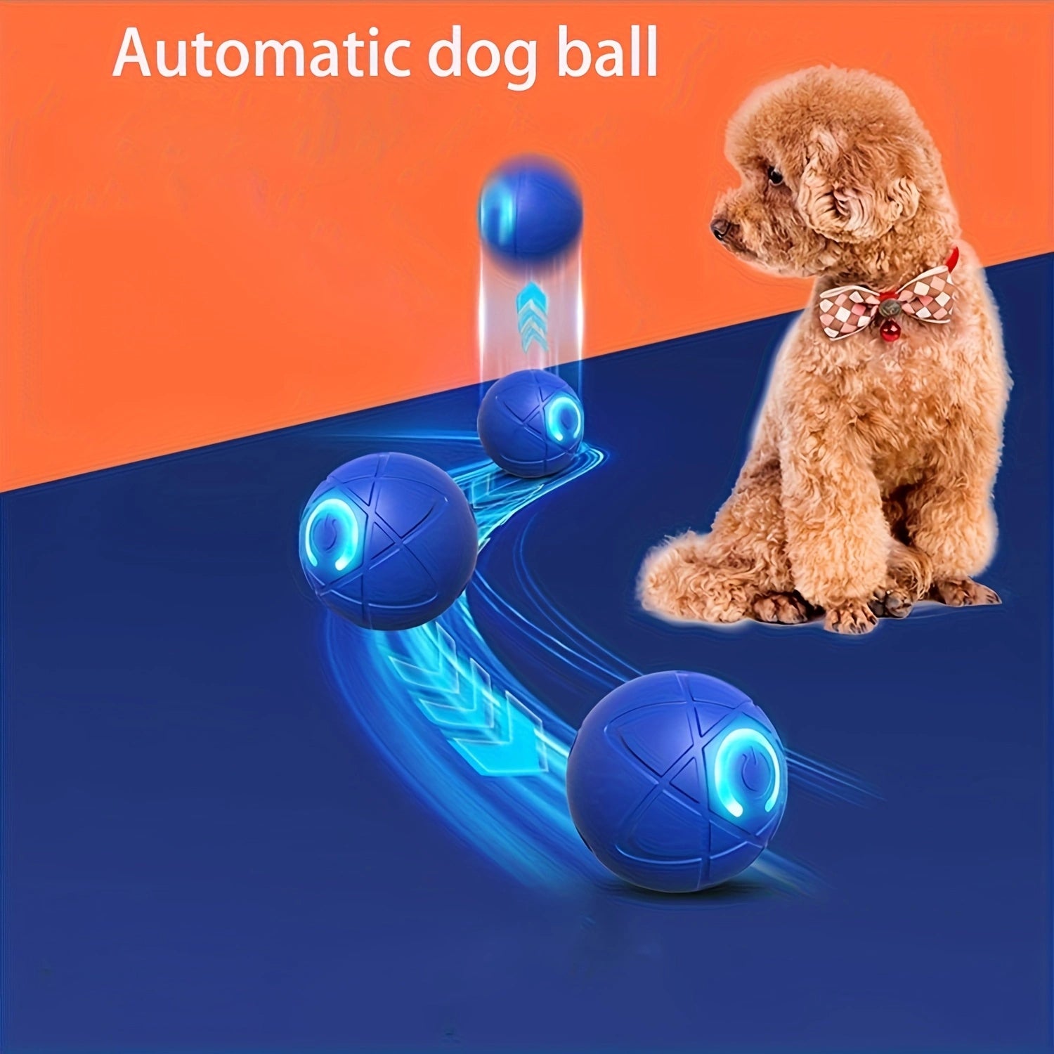 2-PCS Orange Intelligent Gravity Jump Ball - Dynamic Bite-Resistant Pet Toy for Cats & Small to Medium Breeds - USB-C Rechargeable