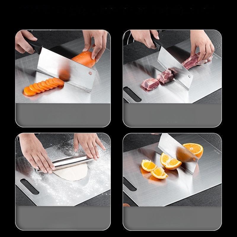 Dual-Sided Stainless Steel Chopping Board - Hygienic & Durable Kitchen Cutting Board for Meat, Veggies & More(14*25cm)