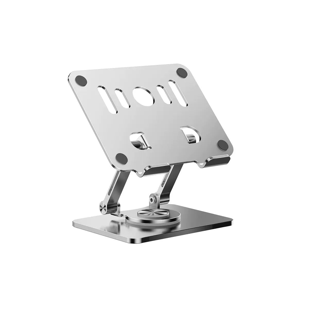 Grey 360 degree Rotating Tablet & Phone Stand - Heavy-Duty Aluminum Adjustable Holder with Cooling for iPad, iPhone, and More