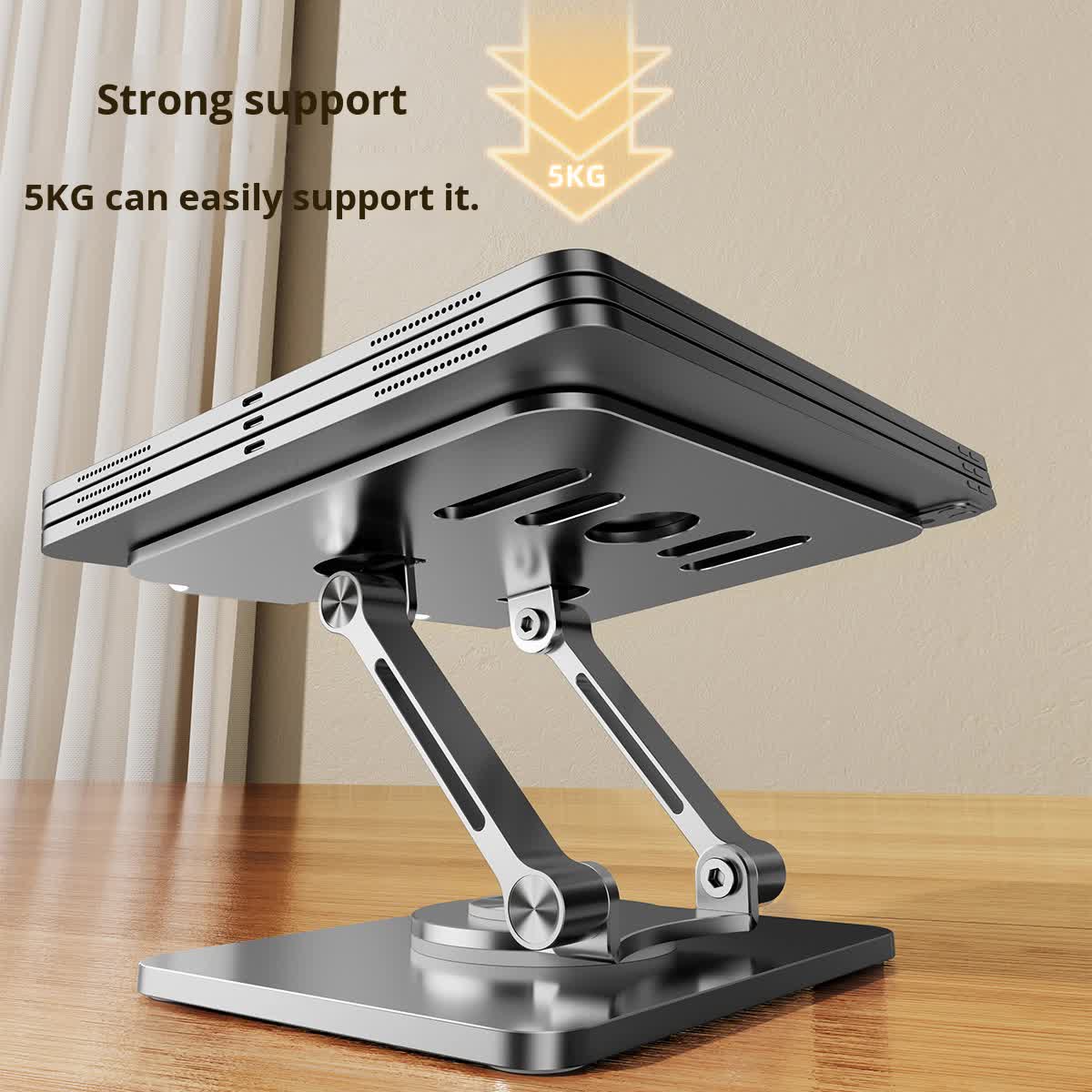 Green 360 degree Rotating Tablet & Phone Stand - Heavy-Duty Aluminum Adjustable Holder with Cooling for iPad, iPhone, and More