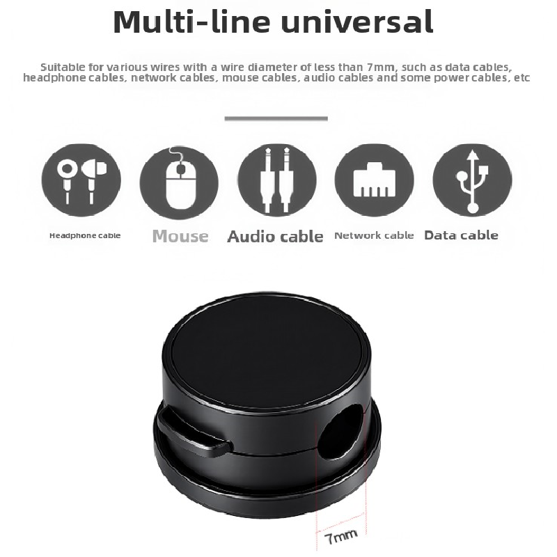 10-PCS Black 360 Degree Rotating Cable Organizer with Magnetic Mount for Desktop Wire Management