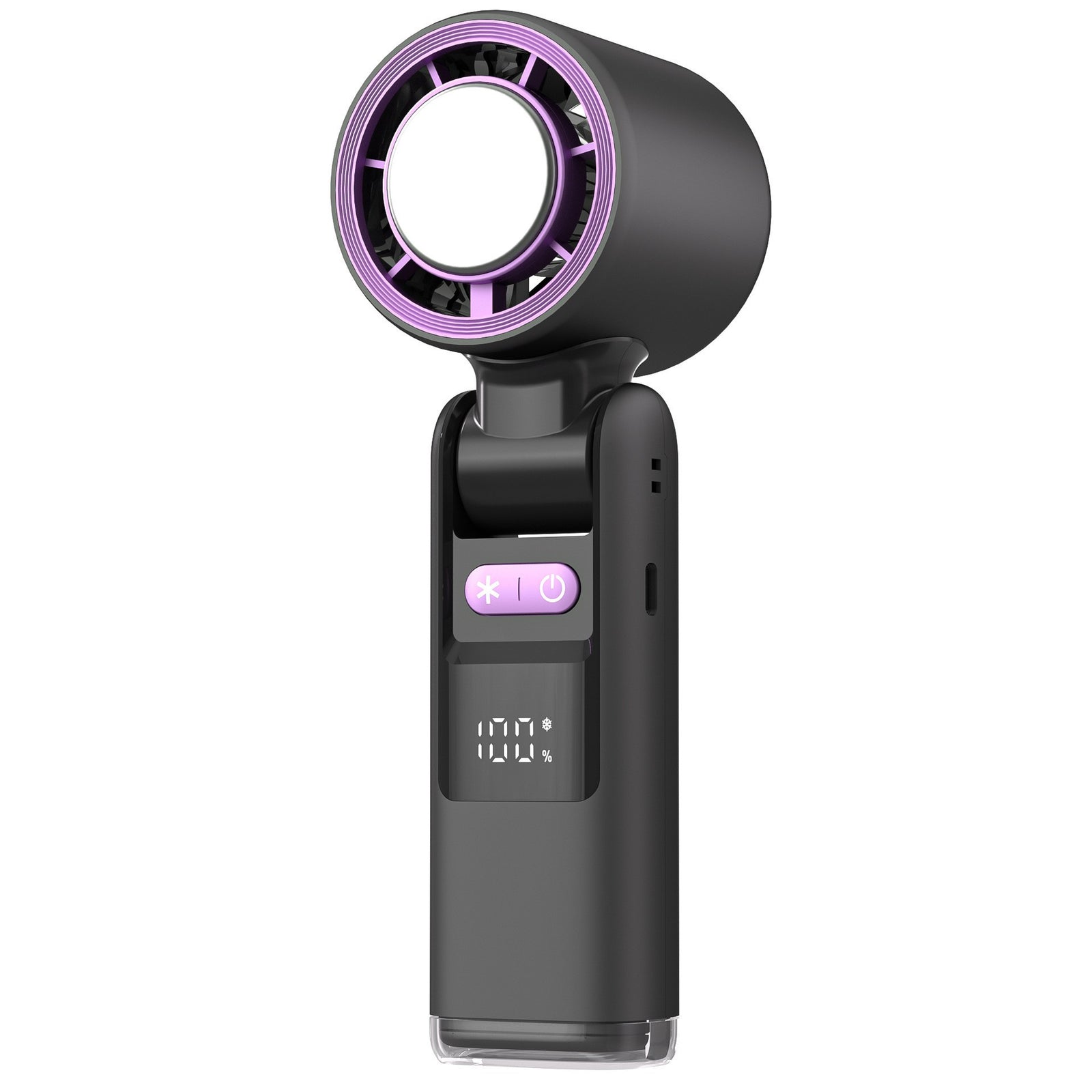 Grey New 100-Speed Portable Handheld Fan - Rechargeable Folding Turbo Mini USB Fan with Superconducting Cooling