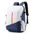 White and blue Multi-functional Sports Backpack for Men & Women - Waterproof Basketball, Badminton, Tennis & Soccer Bag with Shoe Compartment + Net